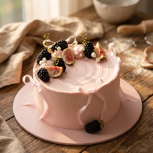 Blush ribbon cake