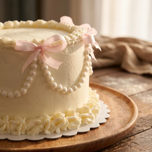 Pearls and bows cake